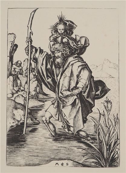 Saint Christopher Engraving by Martin Schongauer, around 1920