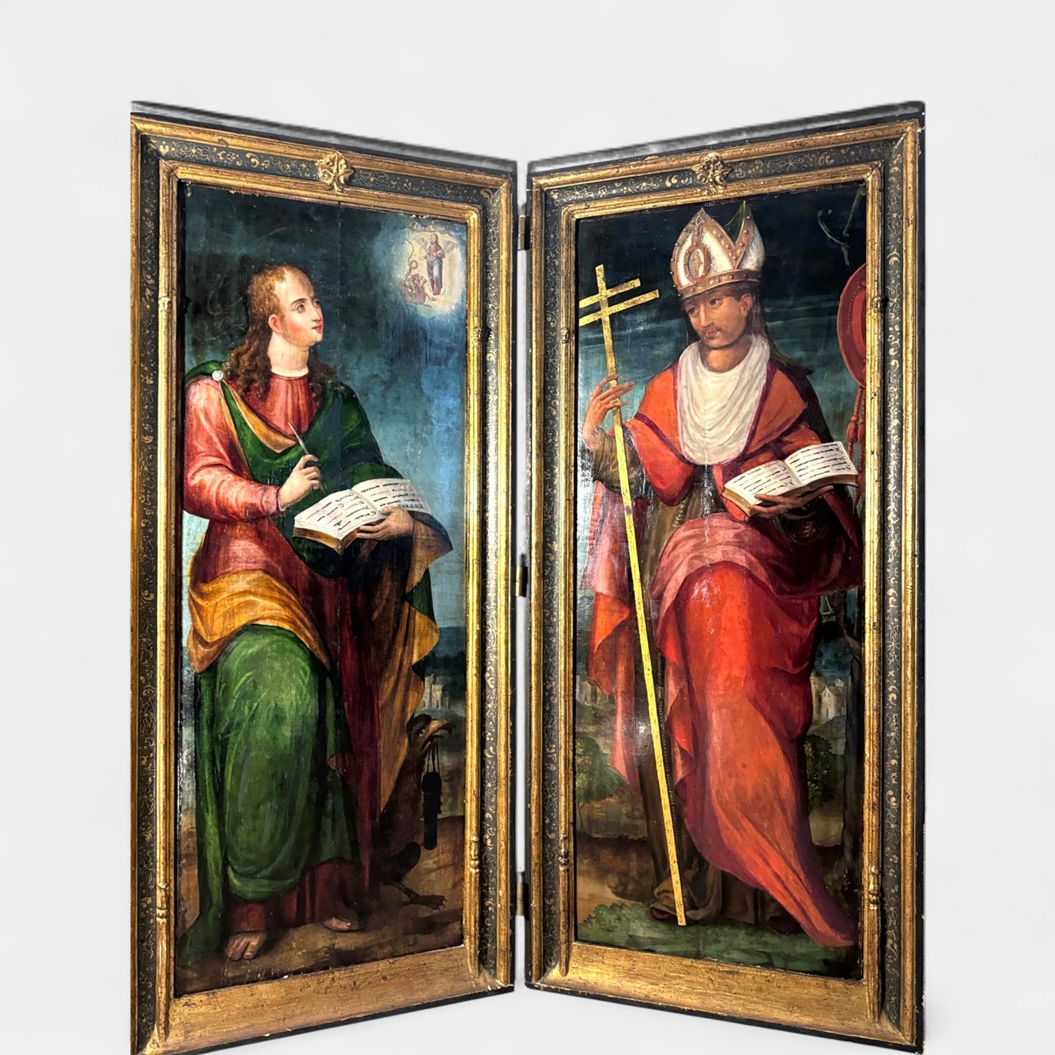 Artwork by Diego De Aguilar, Díptico representando a San Juan y San Eugenio de Toledo, Made of Óleo Sobre Tabla