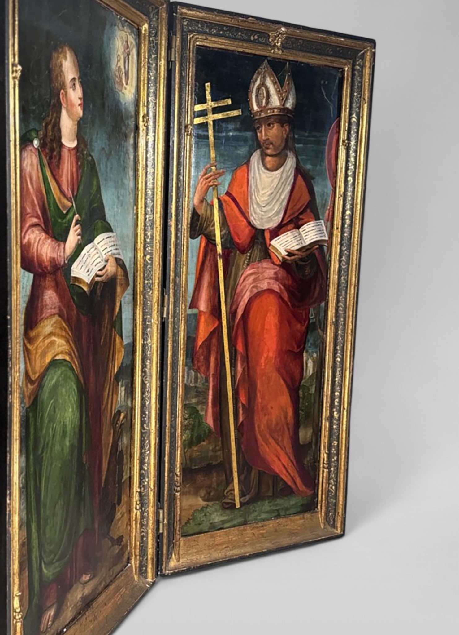 Artwork by Diego De Aguilar, Díptico representando a San Juan y San Eugenio de Toledo, Made of Óleo Sobre Tabla