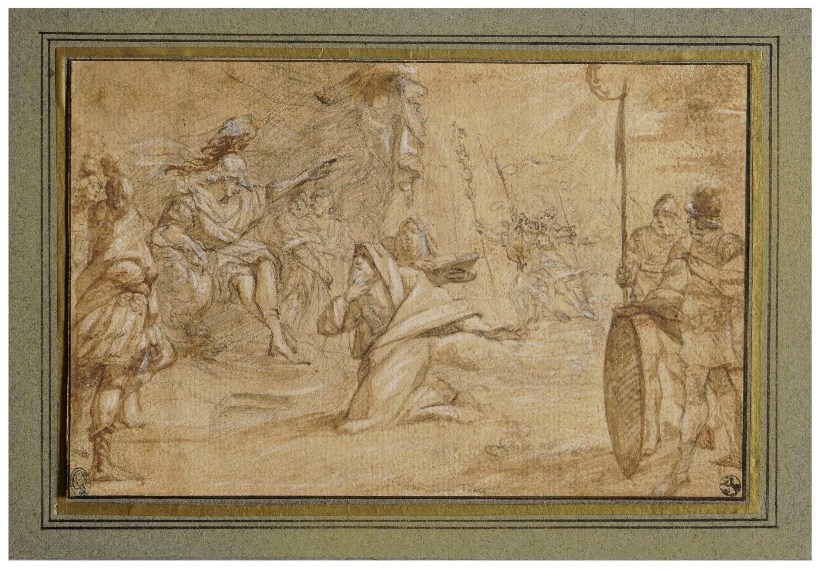 Artwork by Charles Le Brun, Scene from the life of Alexander, Made of Pencil And White Gouache Highlights On Paper