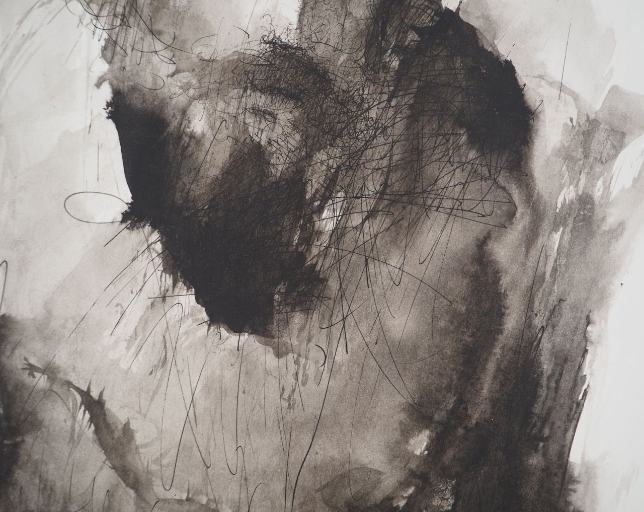 Artwork by Daniel Airam, Man with piercing gaze, Made of Watercolor And Wash Drawing