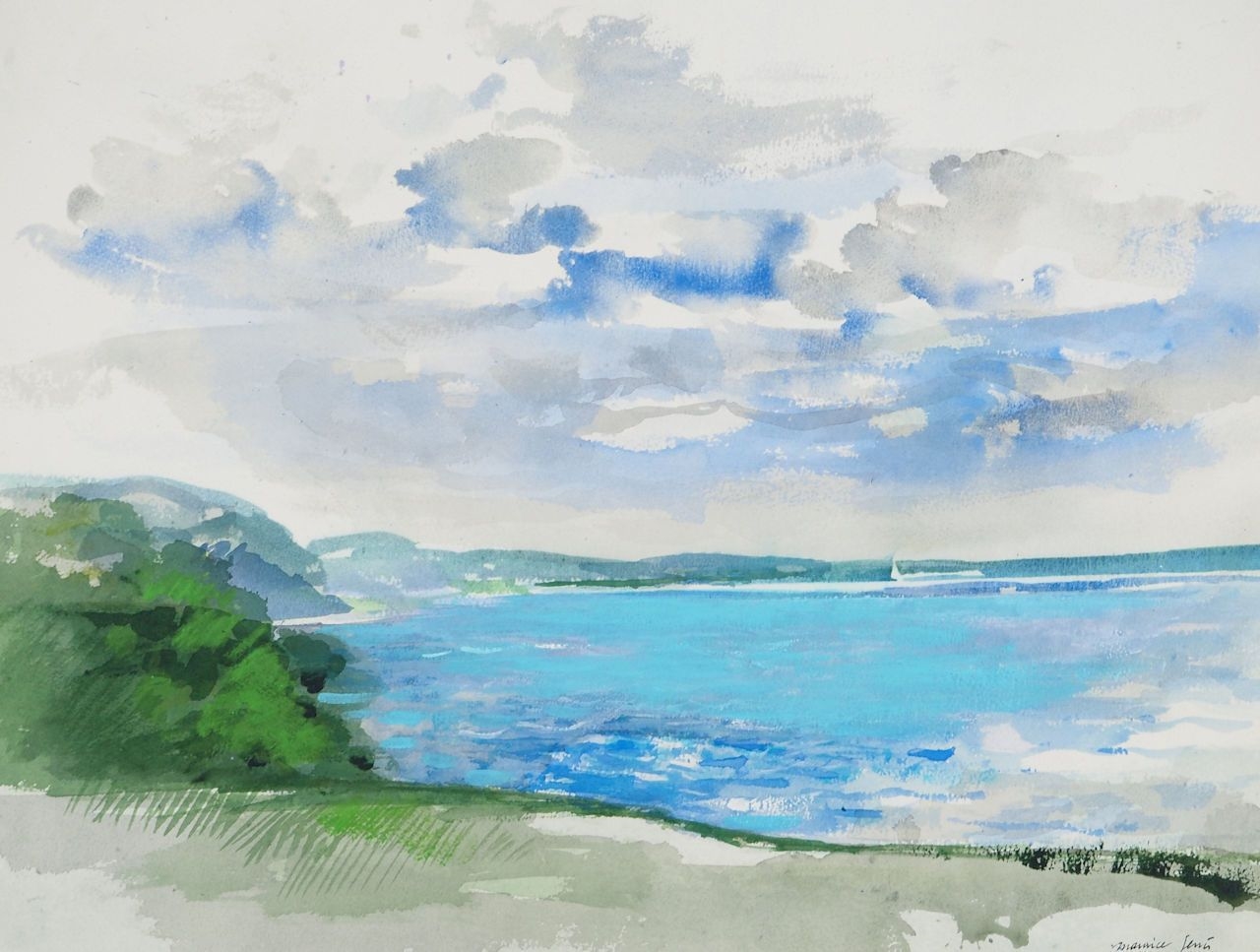 Artwork by Maurice Genis, Reflections on the lake, Made of Watercolor