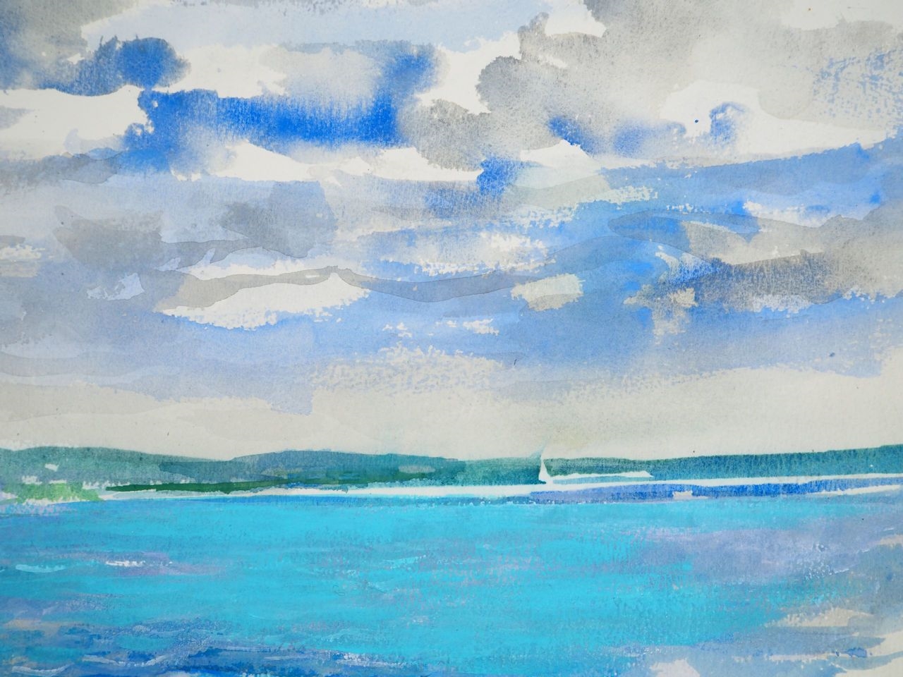 Artwork by Maurice Genis, Reflections on the lake, Made of Watercolor