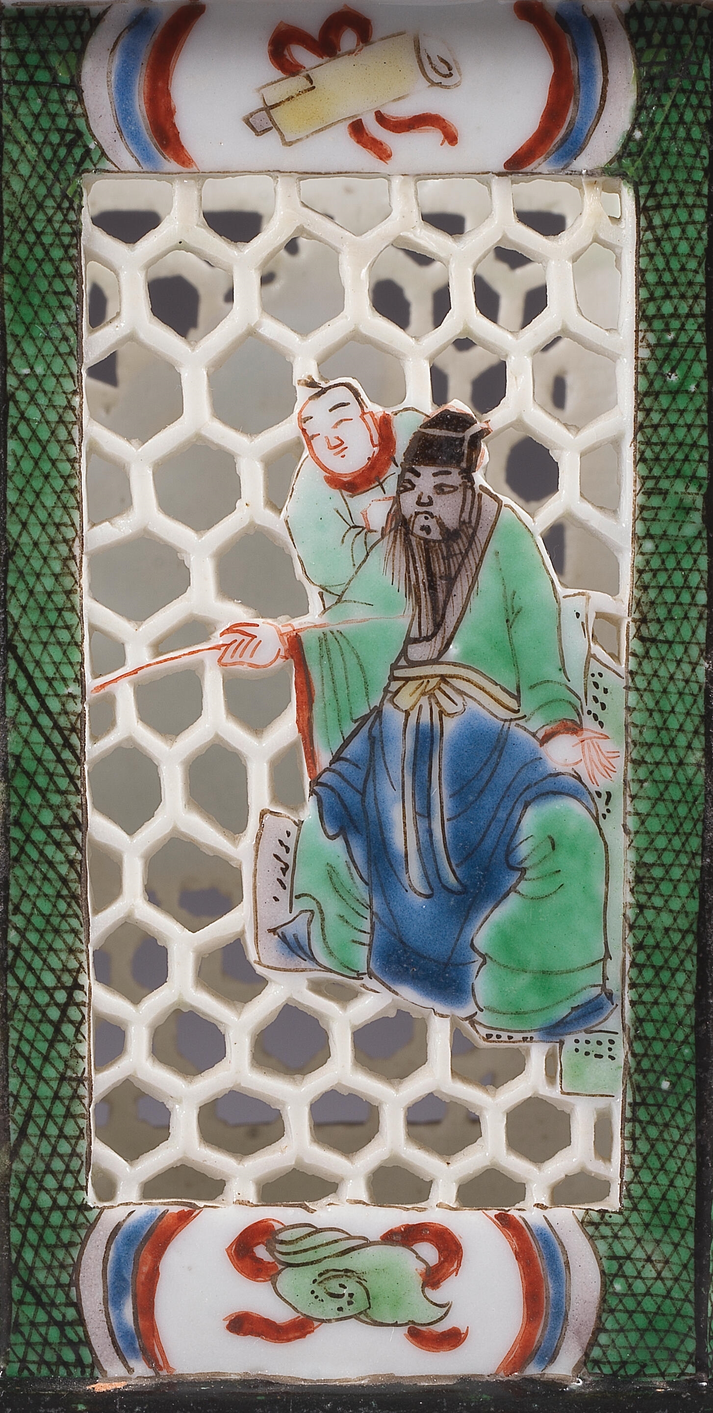 Artwork by Chinese School, A FAMILLE VERTE HEXAGONAL 'OUTLAWS OF THE MARSH' BRUSHPOT, BITONG, Made of enamels