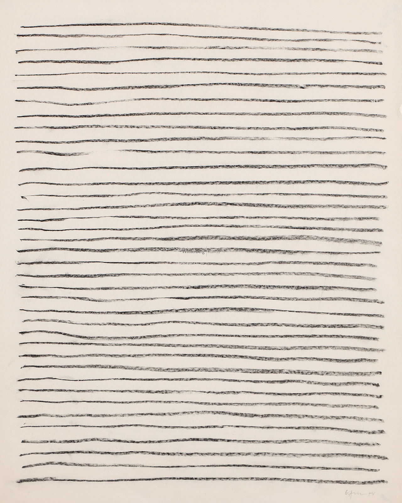 Artwork by Winfred Gaul, Horizontale Streifenkomposition, Made of black chalk