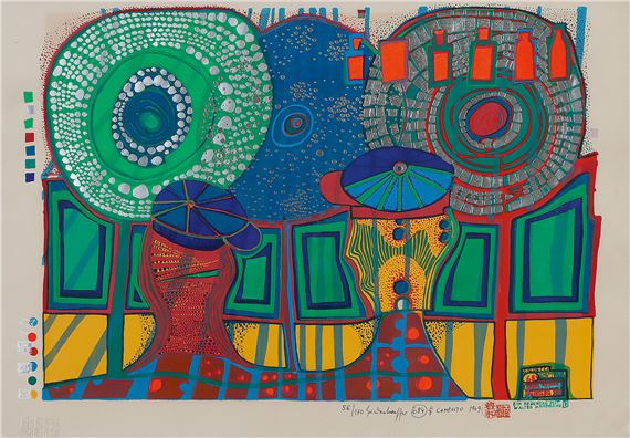 Ein Regentag mit Walter Kampmann by Friedensreich Hundertwasser, 1969