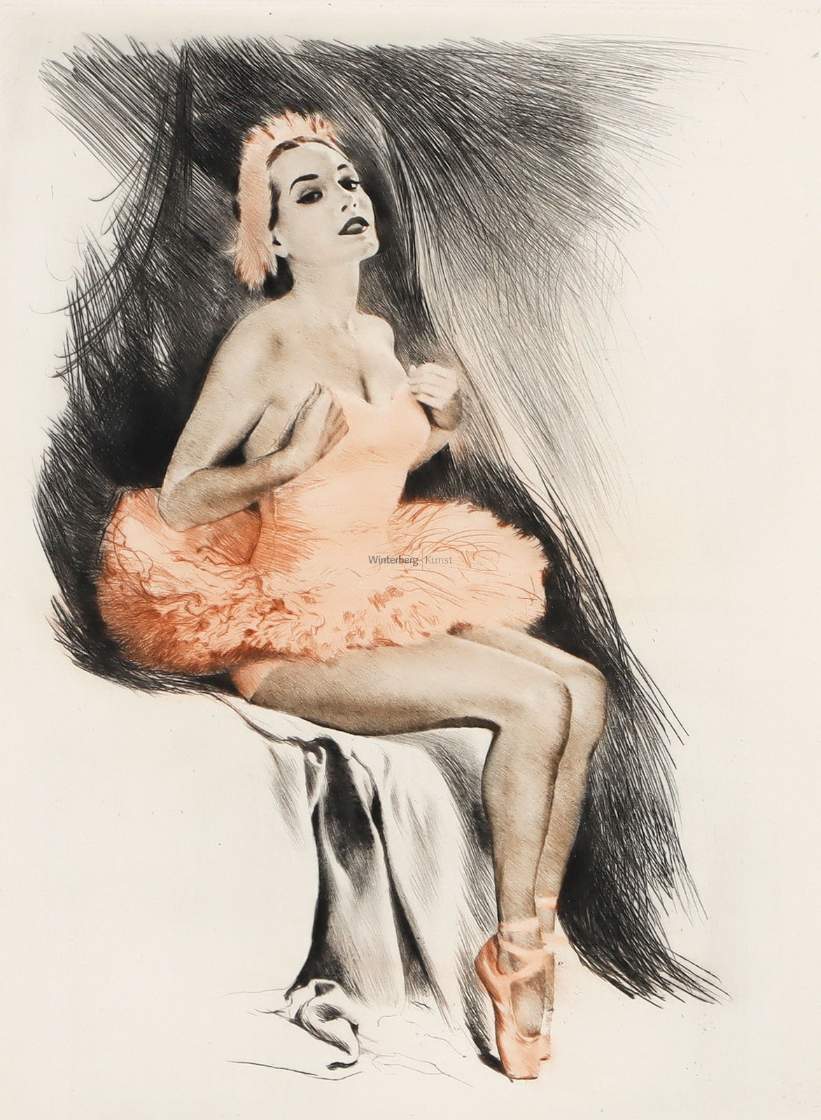 Artwork by Carl Josef Bauer, Sitzende Ballerina, Made of color etching