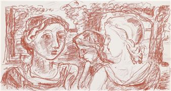 Promenade. Brustbildnisse dreier Mädchen im Park - Karl Hosch