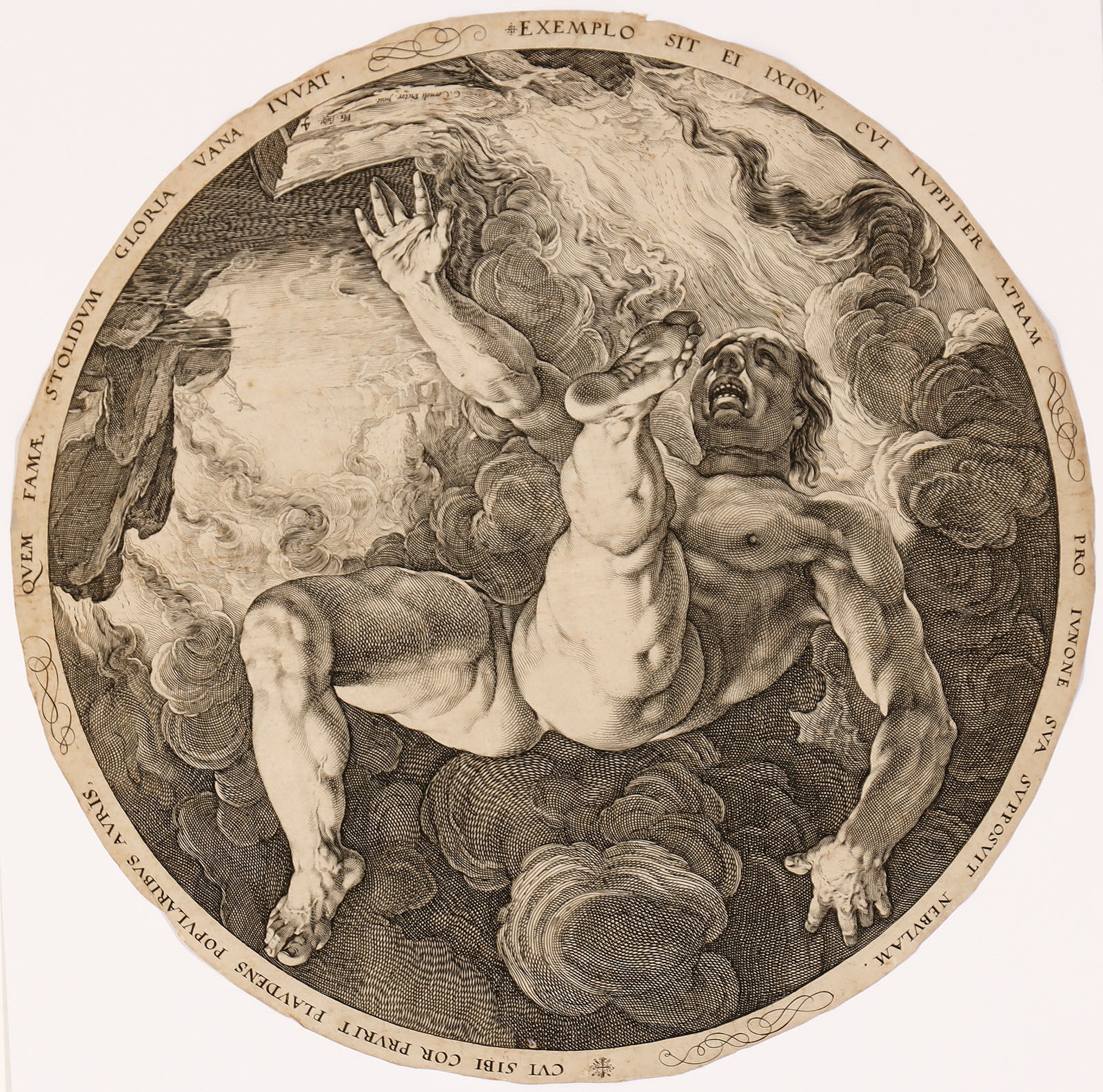 Artwork by Hendrick Goltzius, Der Sturz des Ixion, Made of copperplate engraving