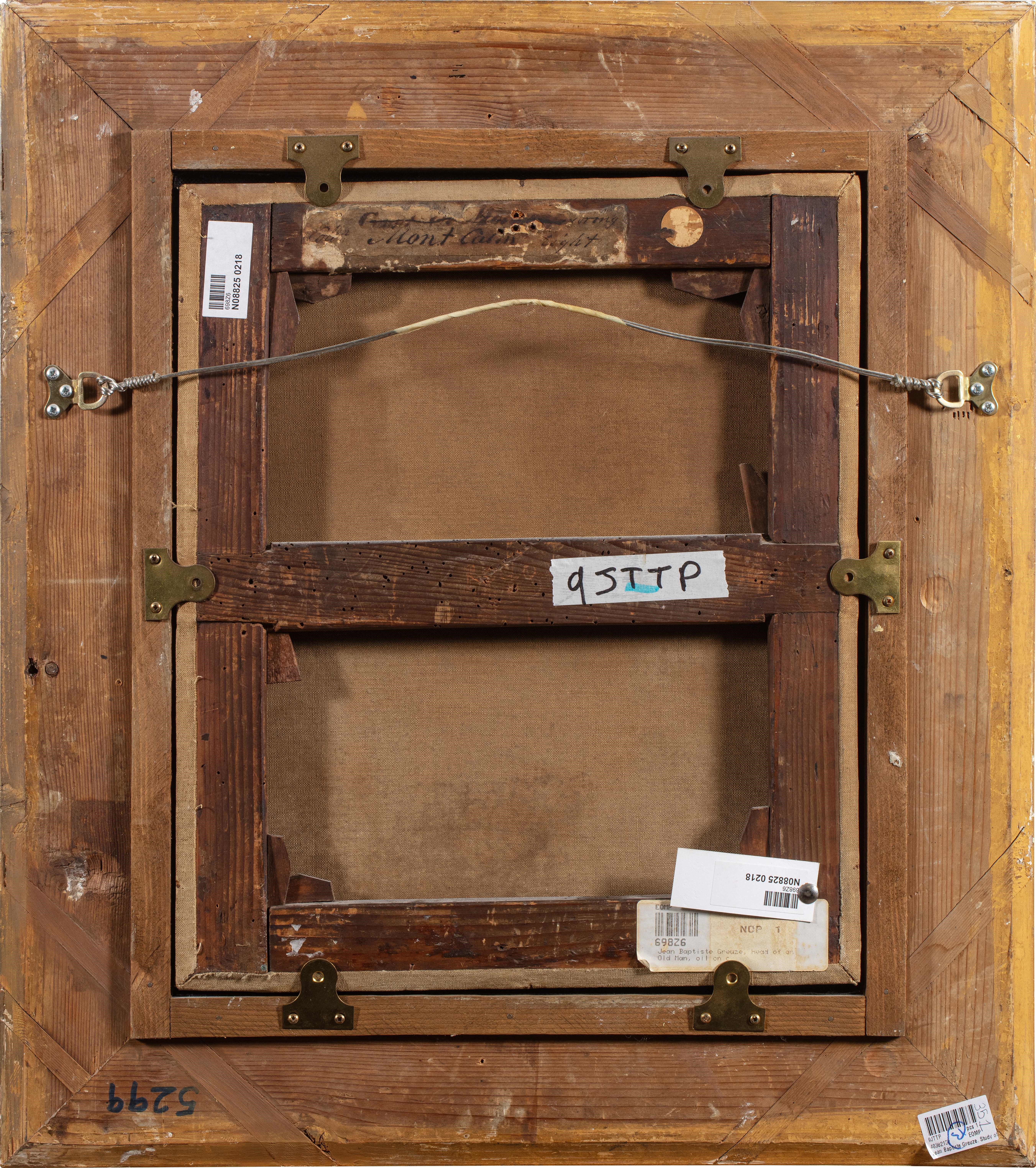 Artwork by Jean-Baptiste Greuze, Study of an old man, head and shoulders, Made of oil on canvas