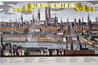 Johann Friedrich Probst handkolorierter Kupferstich (Nachdruck) München, ca. 94 x 43 cm - Johann Friedrich Probst