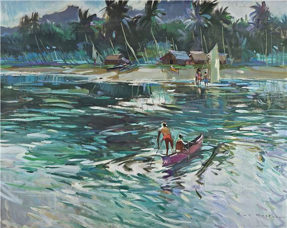 Lagoon scene, Tahiti by Guy Huze, 1965