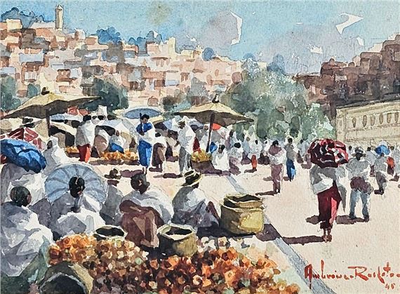 Ambroise Rakoto | Market Square in Tanarive (1945) | MutualArt