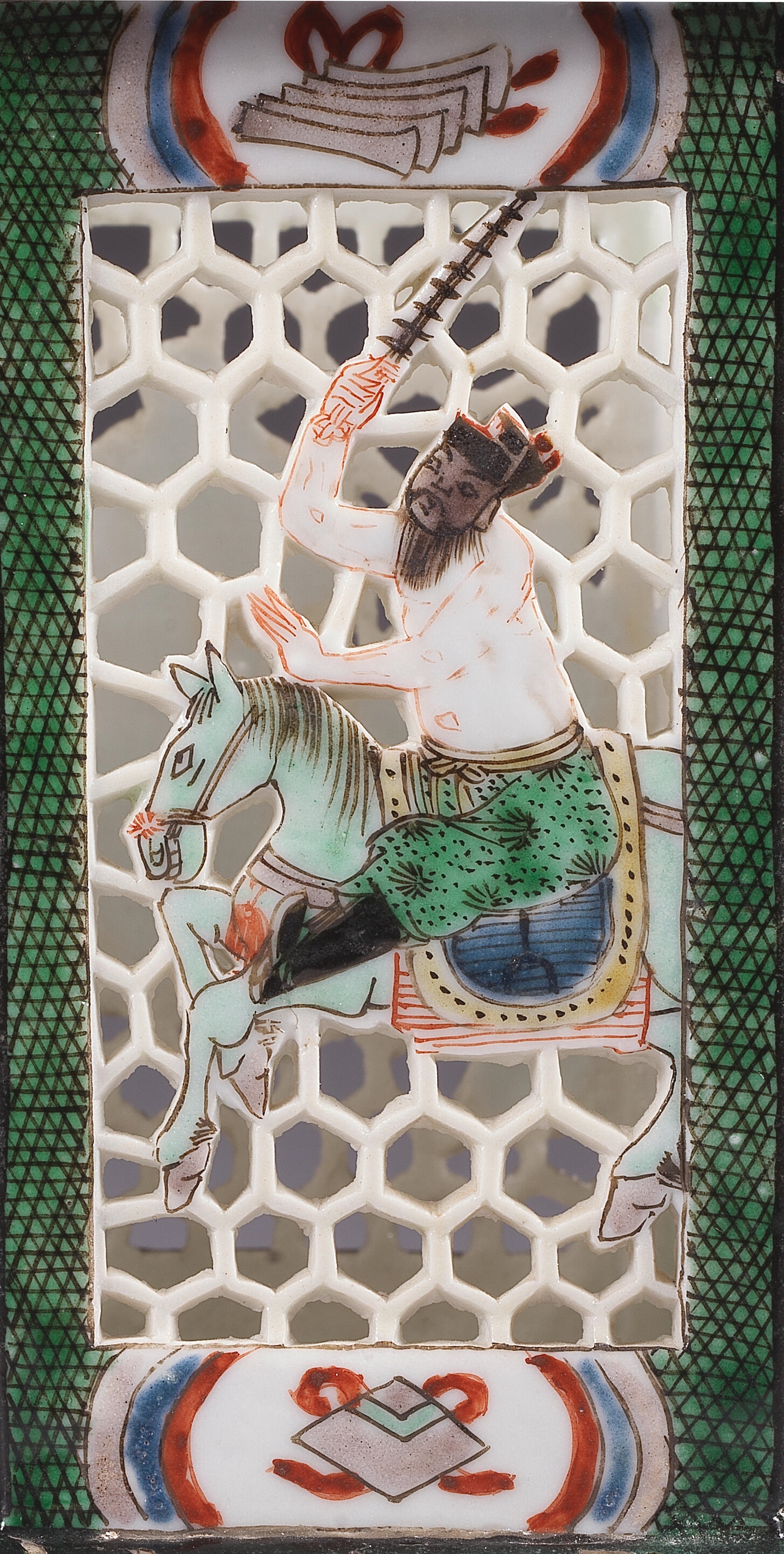 Artwork by Chinese School, A FAMILLE VERTE HEXAGONAL 'OUTLAWS OF THE MARSH' BRUSHPOT, BITONG, Made of enamels