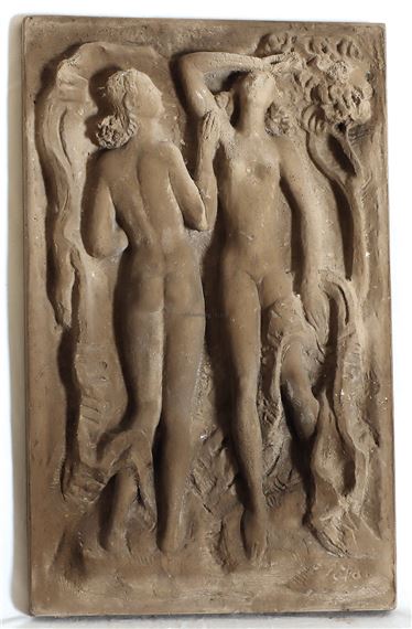 Zwei weibliche Akte mit Tüchern - Emil Sutor