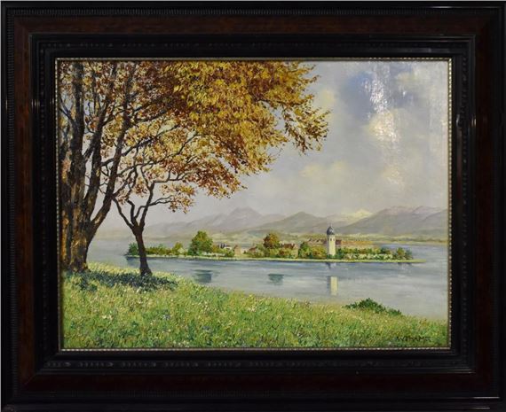 Blick auf die Fraueninsel und Kloster Frauenchiemsee by Walter Thamm