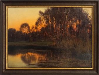 Abendrot am Weiher - Adalbert Wex
