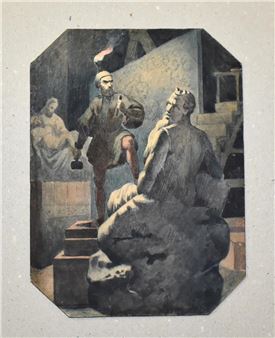 Michelangelo bei nÃ¤chtlicher Arbeit am Moses / FigÃ¼rliche Szene - Adeodato Malatesta