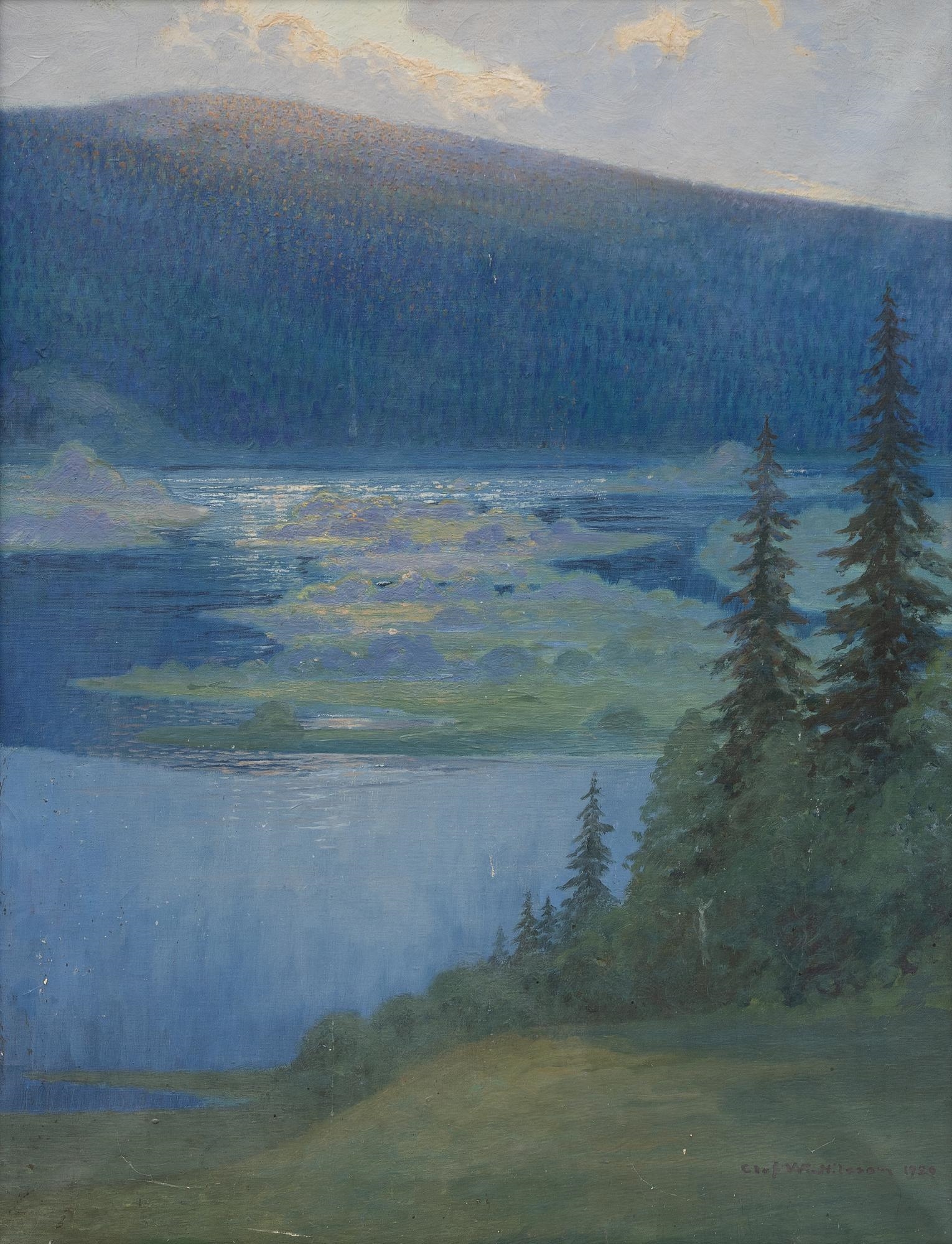 Artwork by Olof Walfrid Nilsson, Sommarkväll vid Dalby, Wärmland, Made of Canvas