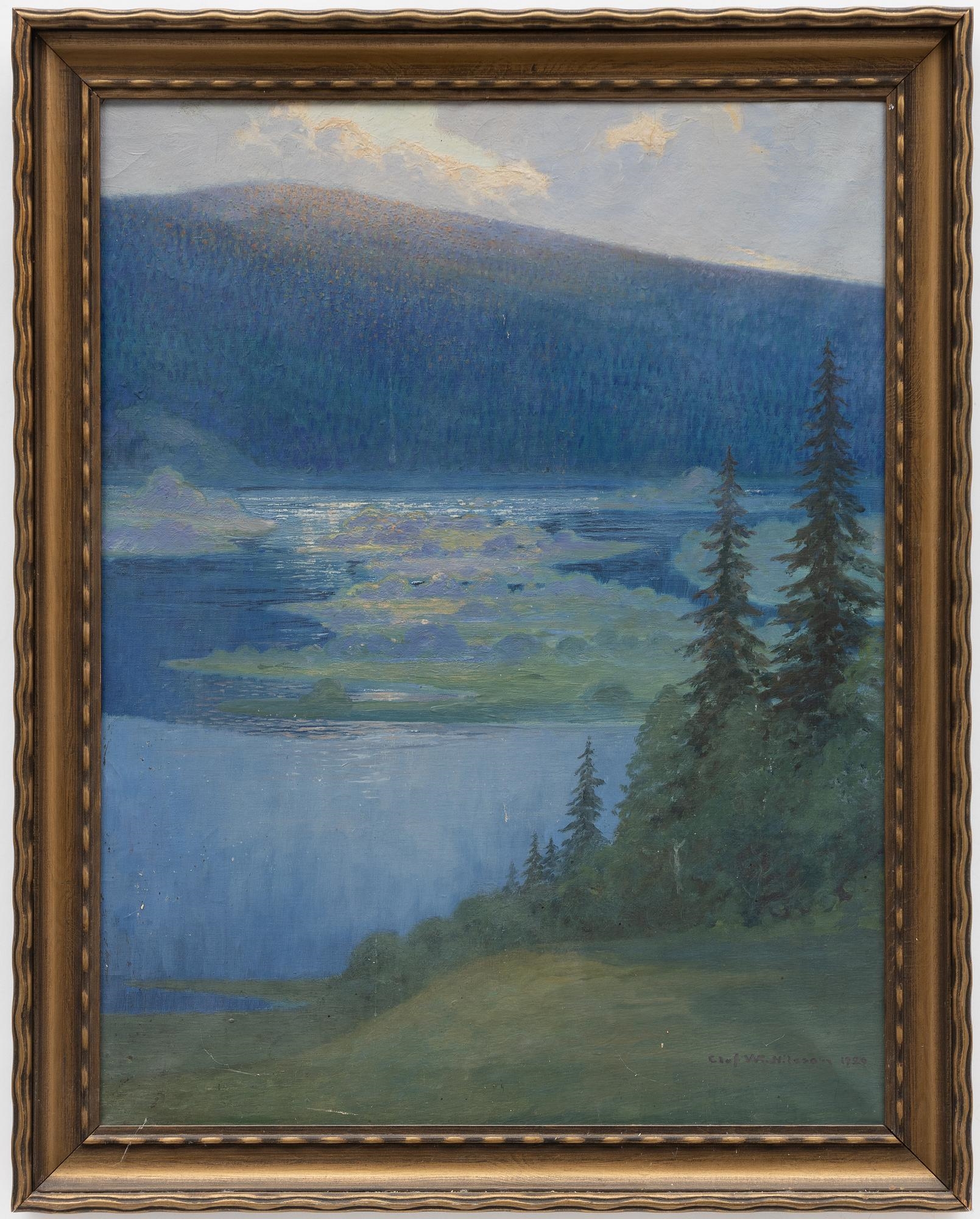 Artwork by Olof Walfrid Nilsson, Sommarkväll vid Dalby, Wärmland, Made of Canvas