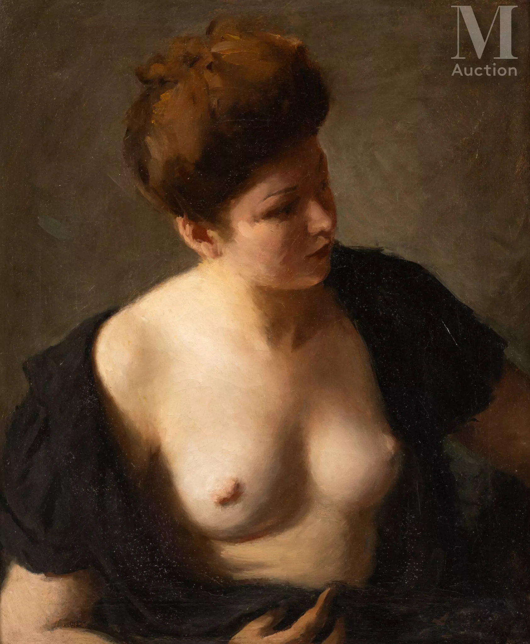 Artwork by Léonid Frechkop, Demi nu au chignon, Made of oil on canvas