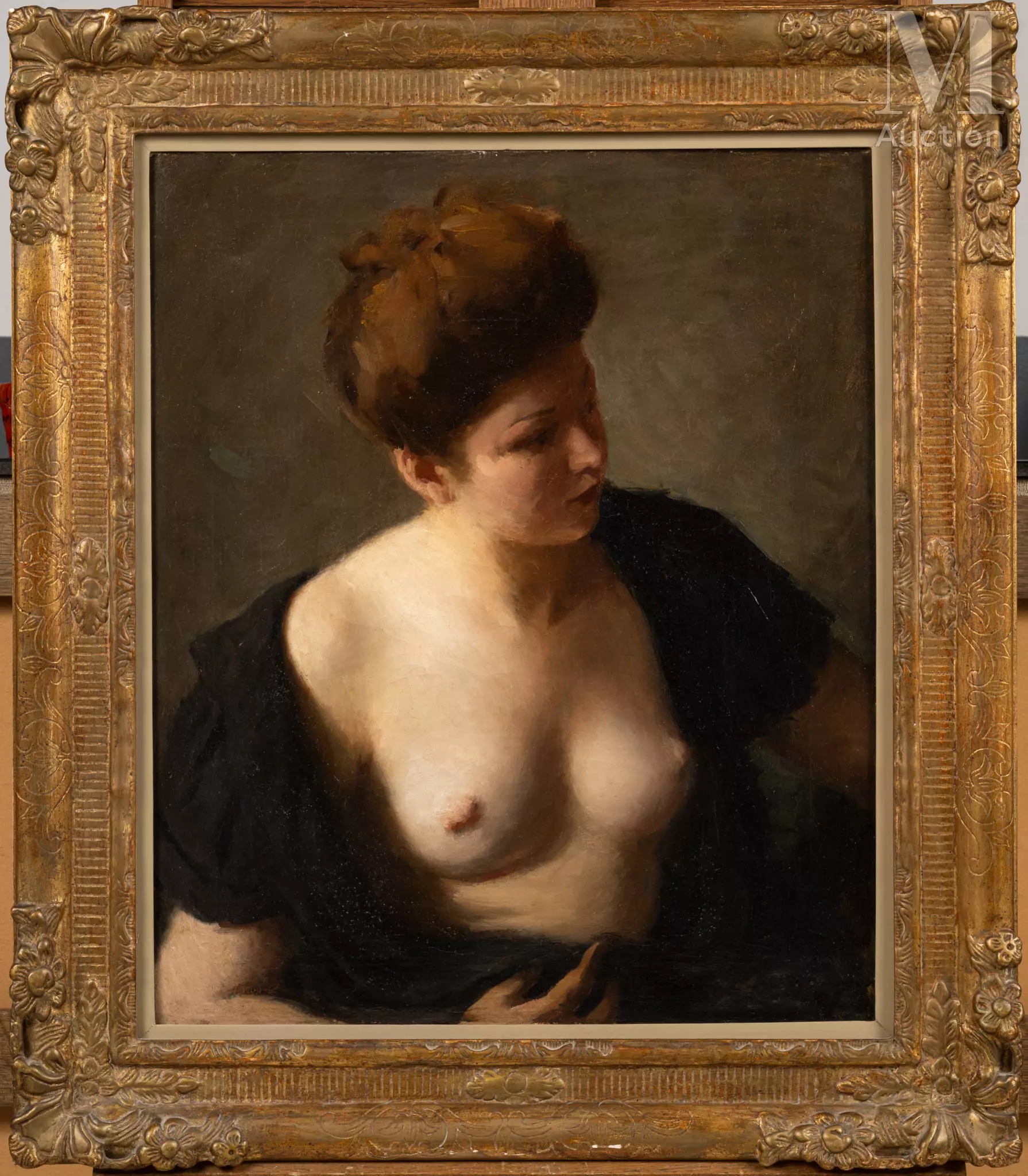 Artwork by Léonid Frechkop, Demi nu au chignon, Made of oil on canvas