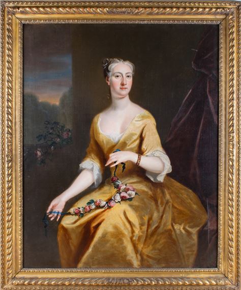 Henry Pickering | Portrait of a lady, seated in an interior holding a ...