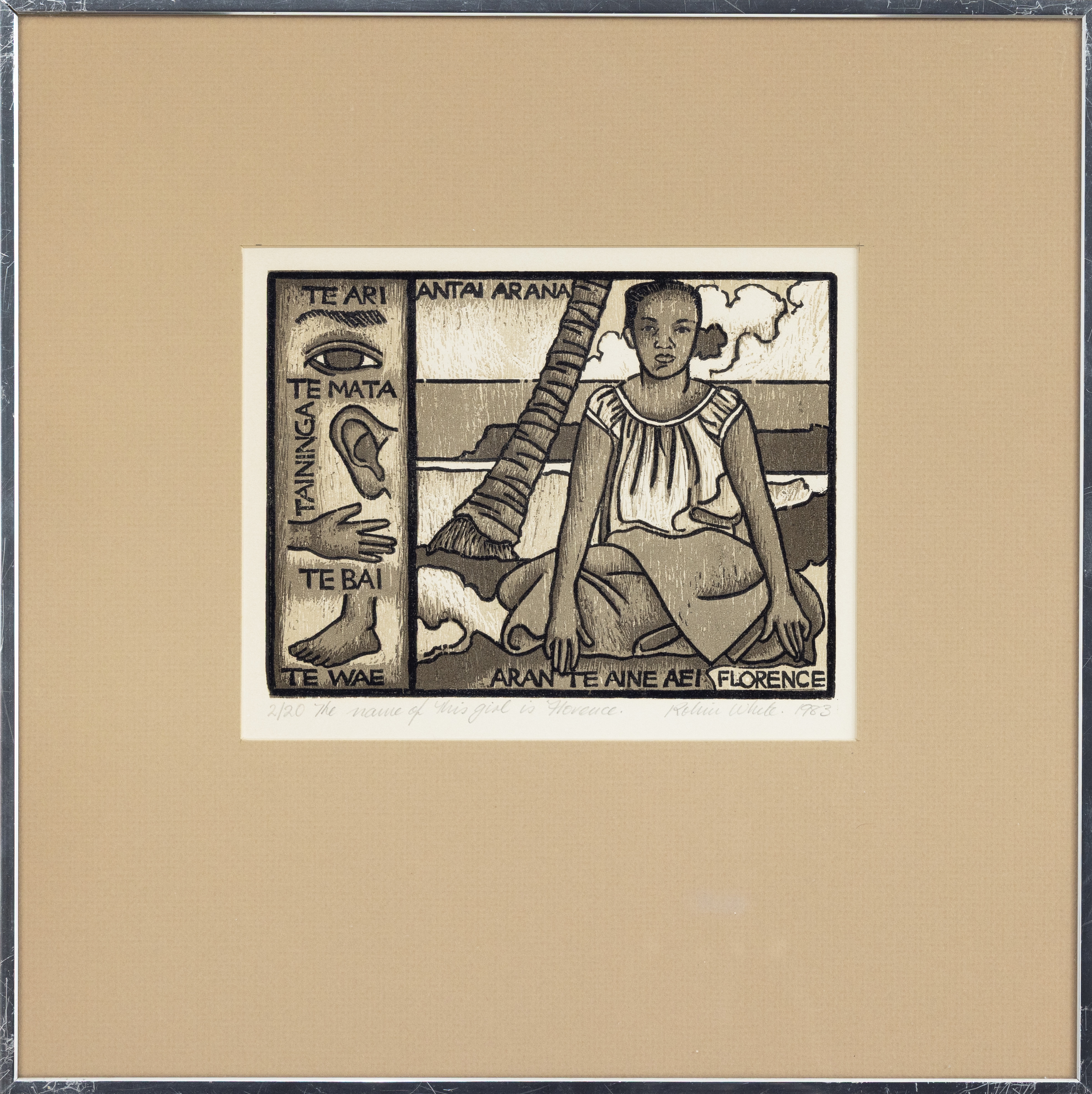 Artwork by Robin White, Beginner's Guide to Gilbertise: The Name of this Girl is Florence, Made of Woodcut Print