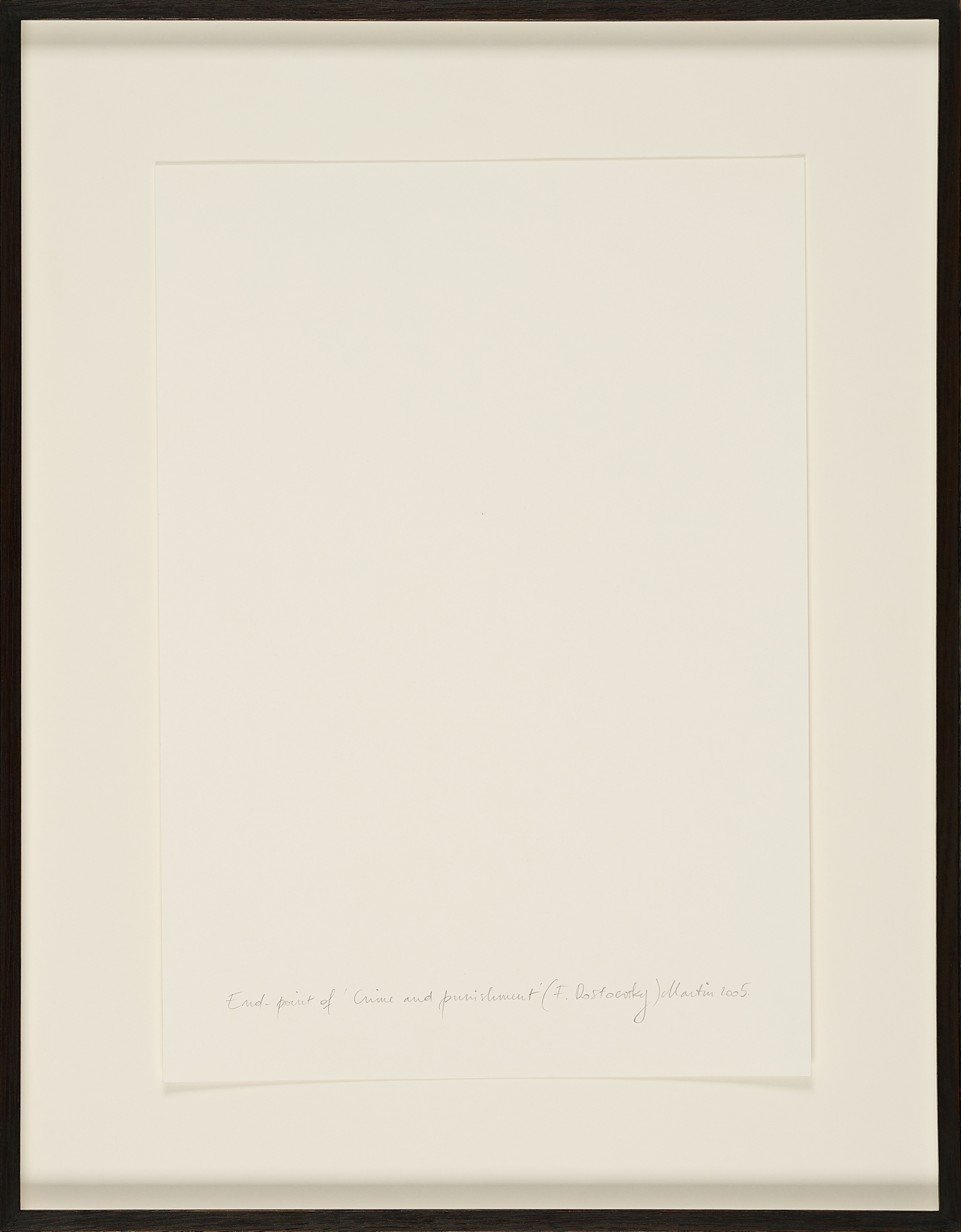 Artwork by Kris Martin, End-point of 'Crime and punishment' (F. Dostoevsky, Made of Offset On Paper, Collaged On Thin Card