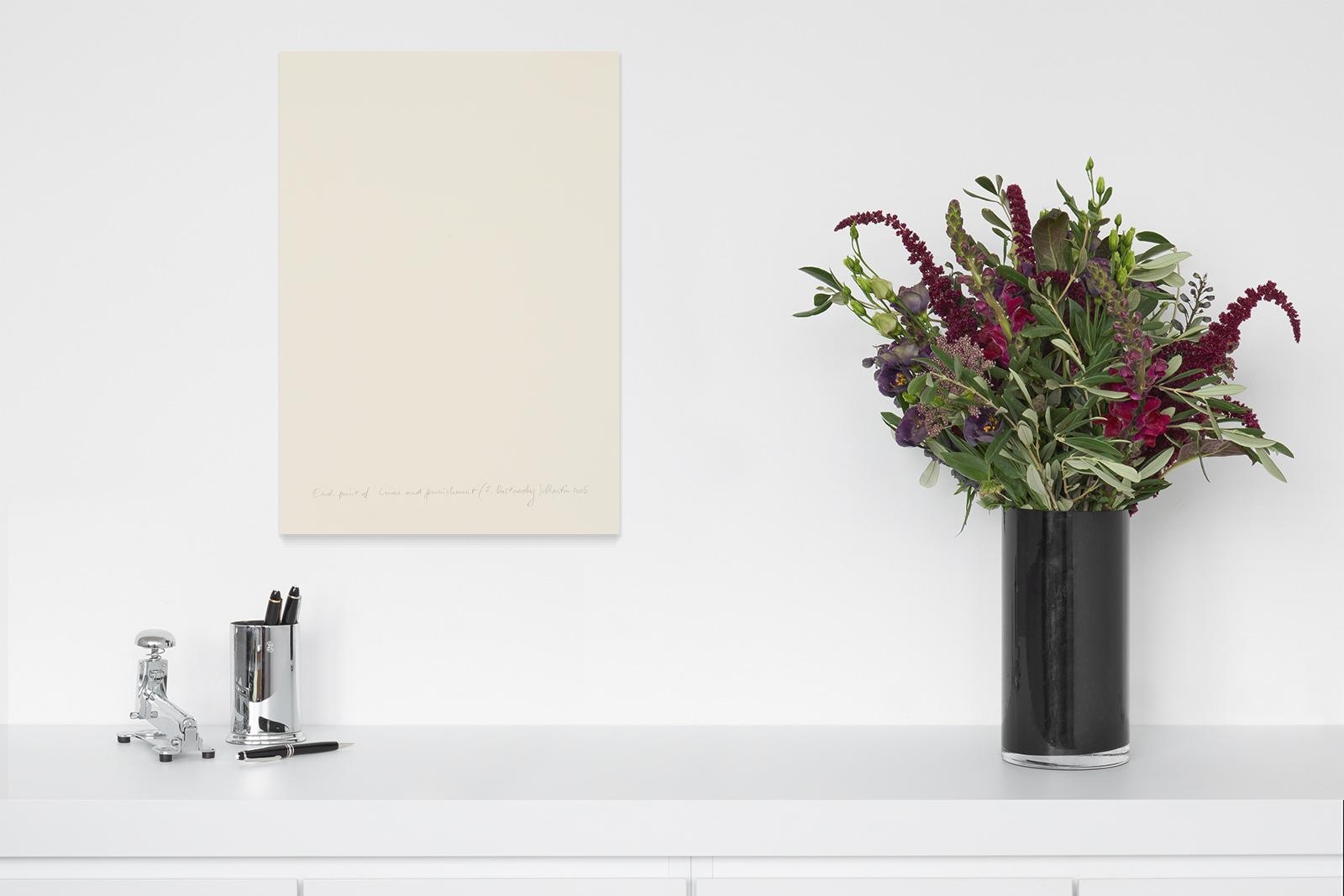 Artwork by Kris Martin, End-point of 'Crime and punishment' (F. Dostoevsky, Made of Offset On Paper, Collaged On Thin Card