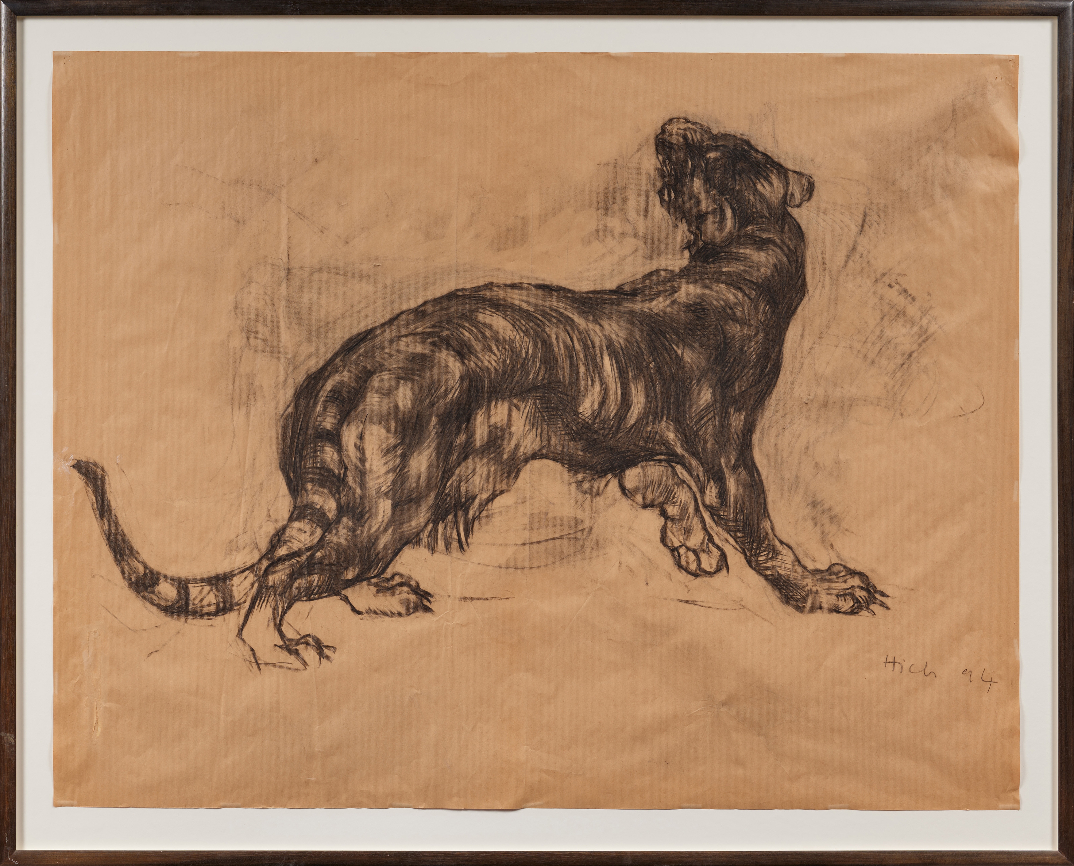 Artwork by Nicola Hicks, Untiled (Tiger, Made of Charcoal Pencil On Packing Paper