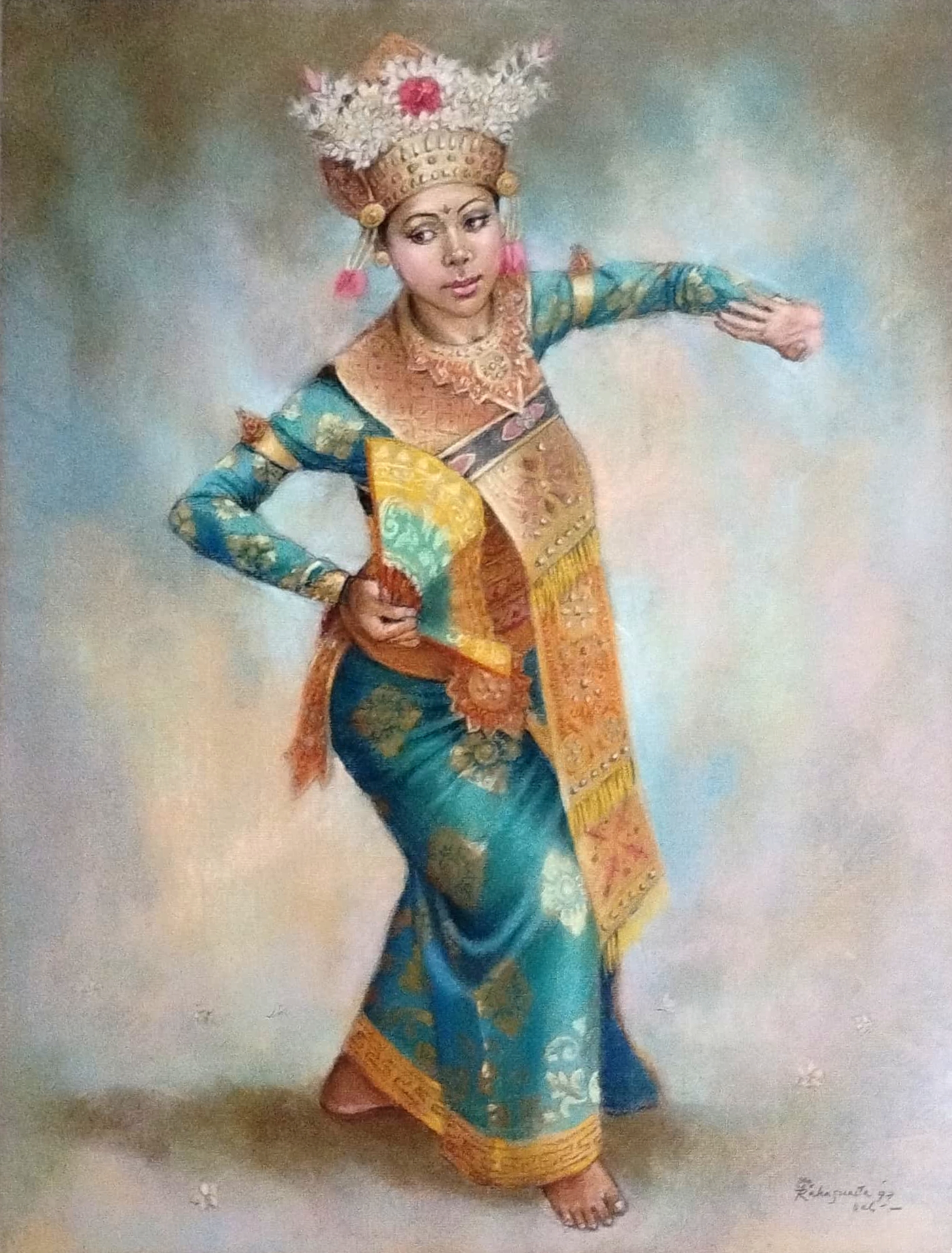 Artwork by Raka Suasta, Balinese Dancer #2, Made of Pastels On Paper