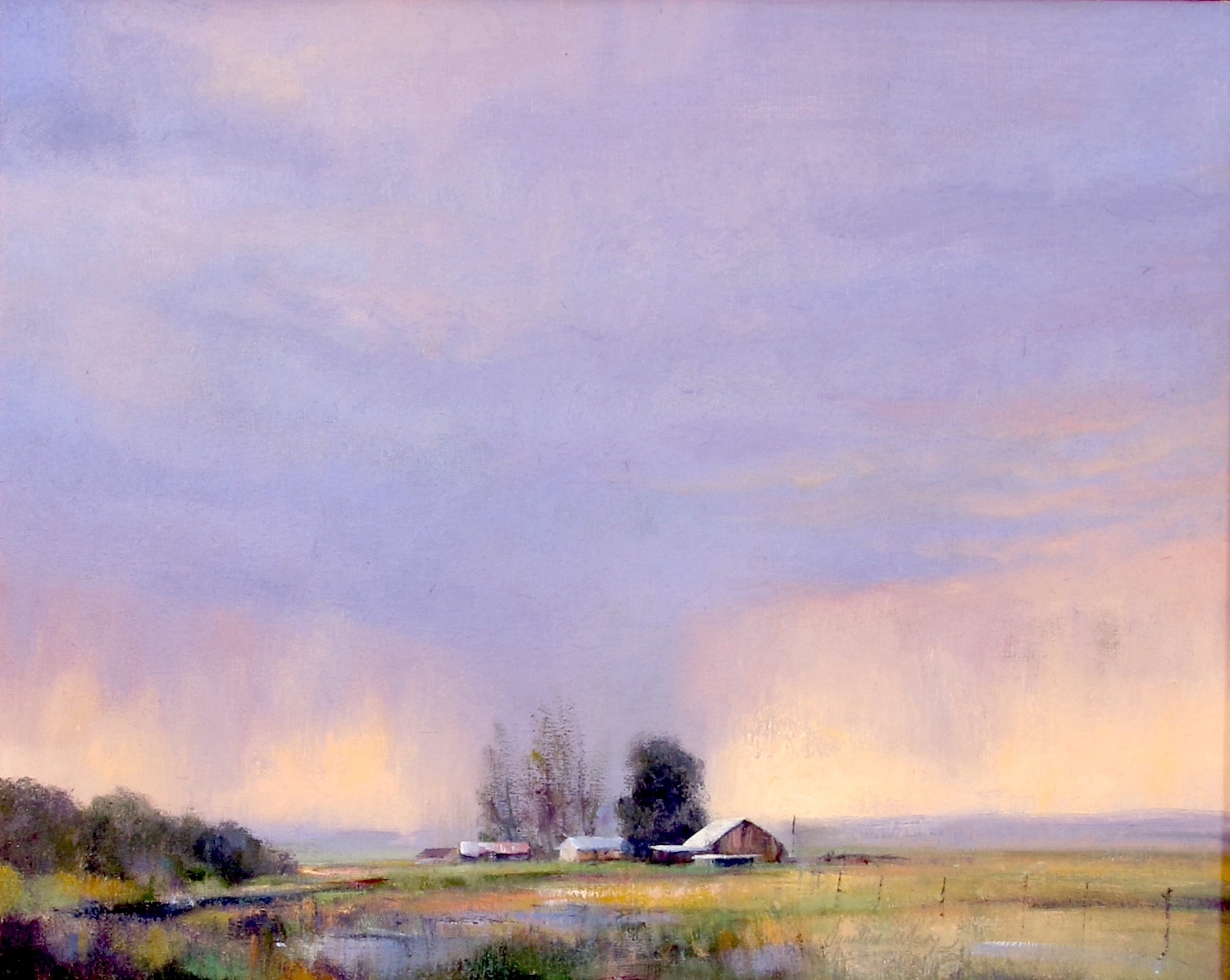 Artwork by Ignatius Marx, VIEW OF A FARMHOUSE IN A STORM, Made of Oil On Canvas