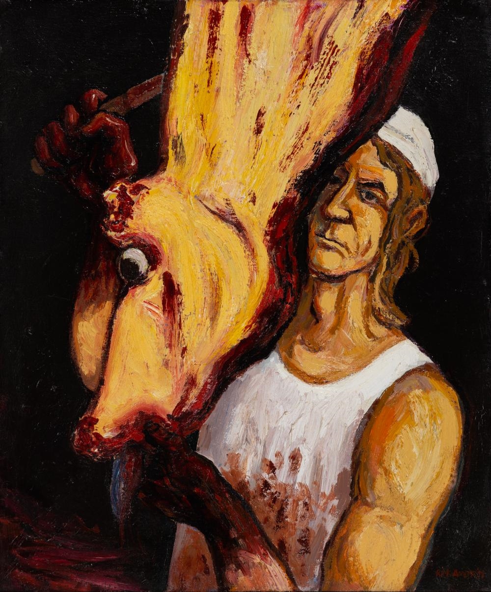 Artwork by Rick Amor, Slaughterman, Made of Oil On Canvas