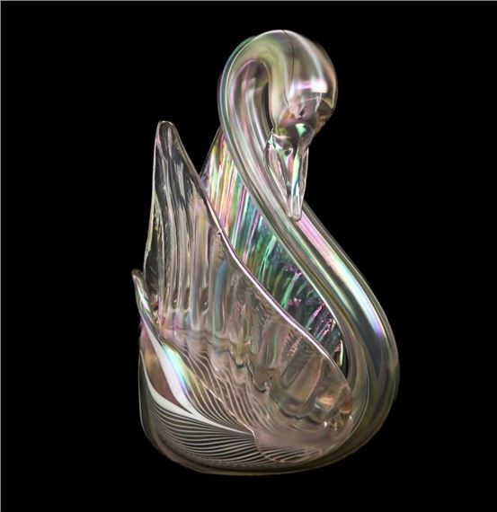 Stuart Abelman | Art Glass Figure of a Swan (1988) | MutualArt