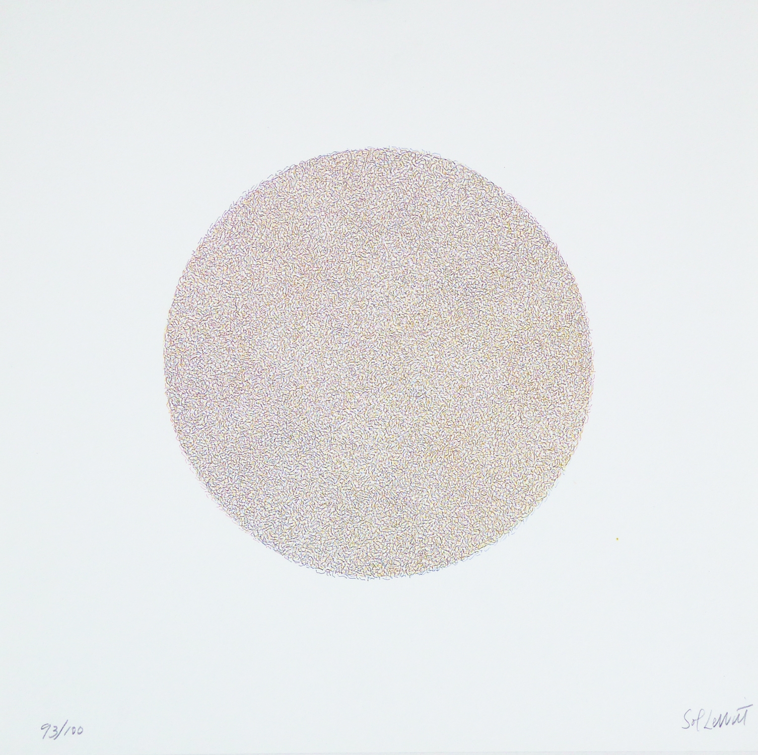 Artwork by Sol LeWitt, Lines in four Colors (Printed in four Directions with Lines crossing, Made of color screen print