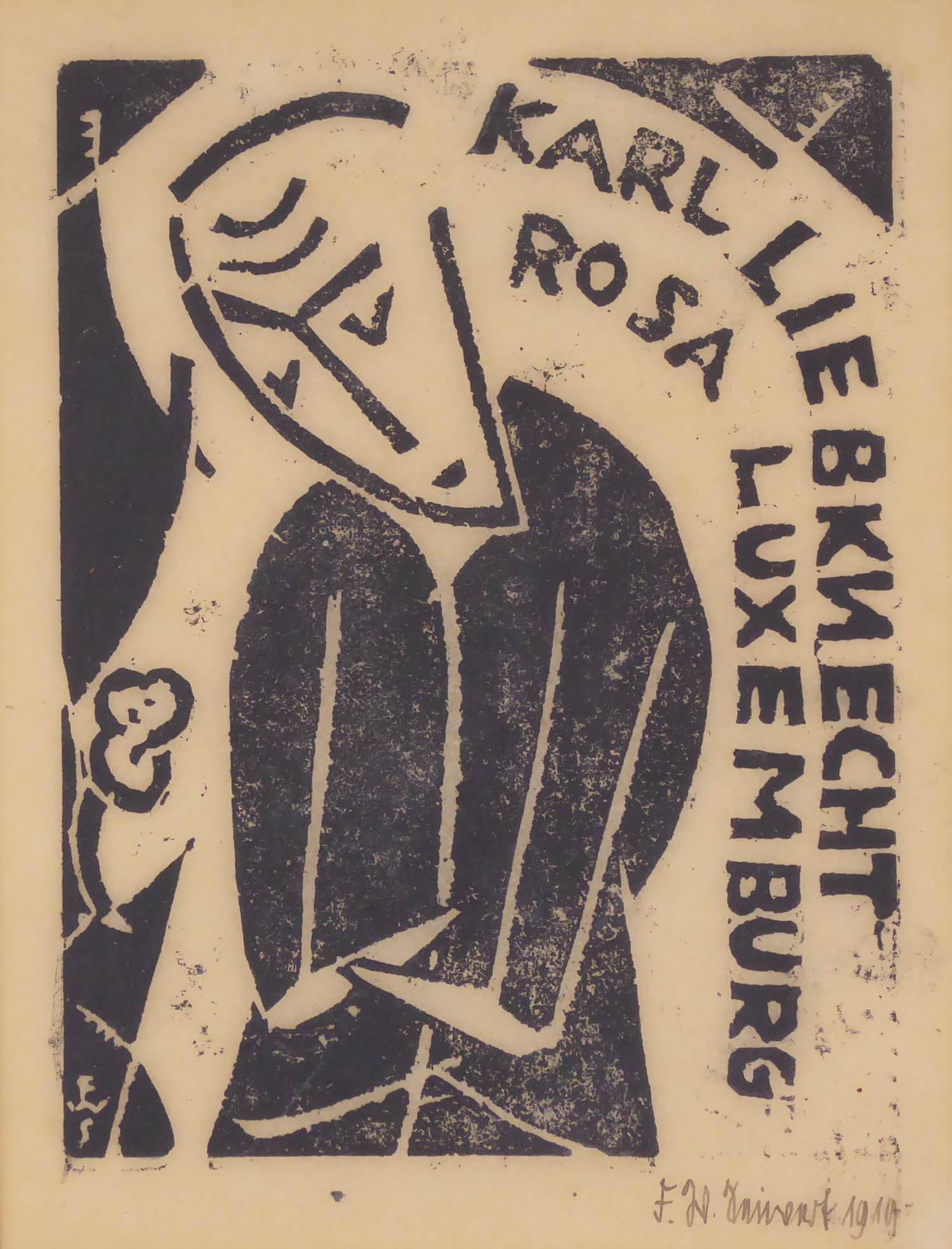 Artwork by Franz Wilhelm Seiwert, Karl Liebknecht / Rosa Luxemburg, Made of woodcut