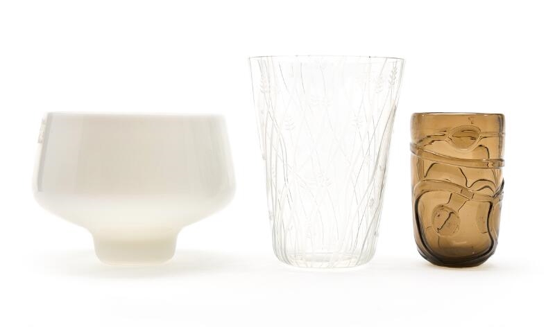 Artwork by Jacob Eiler Bang, Untitled, Made of Smoke Coloured Glass, Clear Glass, Opal Glass