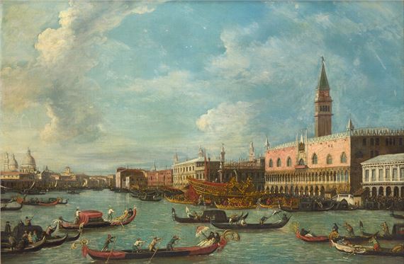 Manner of Canaletto
(Italian, 1697-1768)
View of the Bacino with the Bucintoro and Gondolas - Canaletto