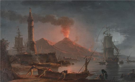 Charles François Lacroix
(French, B.C. 1700-1782)
A Nocturnal View of Mount Vesuvius Erupting - Charles François de Lacroix
