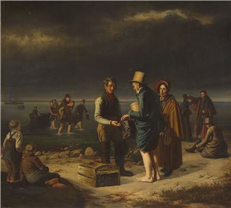 David Monies
(Danish, 1812-1894)
Passengers Coming Ashore from a Stranded Steamboat, 1835 - David Monies