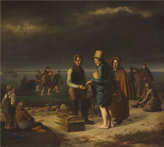 David Monies
(Danish, 1812-1894)
Passengers Coming Ashore from a Stranded Steamboat, 1835 - David Monies