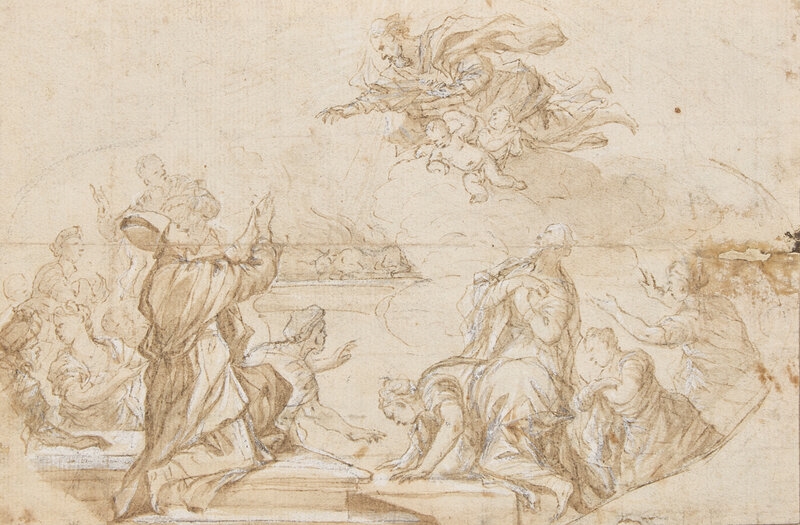 Artwork by Italian School, 16th Century, Italian School, 15th/16th Century
The Death of the Righteous and the Judgement of the Sinner and Discovery of an Empty Tomb (two works, Made of brown ink on paper