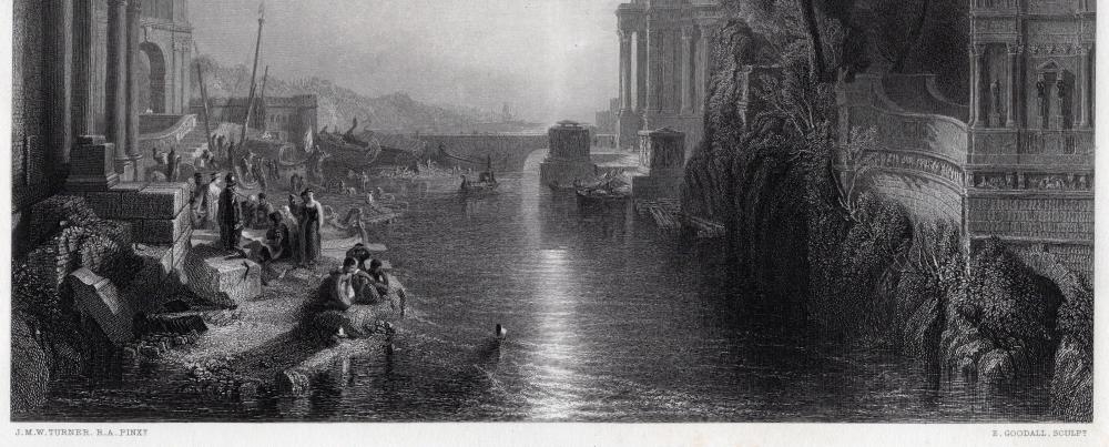 Artwork by Joseph Mallord William Turner, Dido Building Carthage, Made of Antique Engraving On Wove Paper