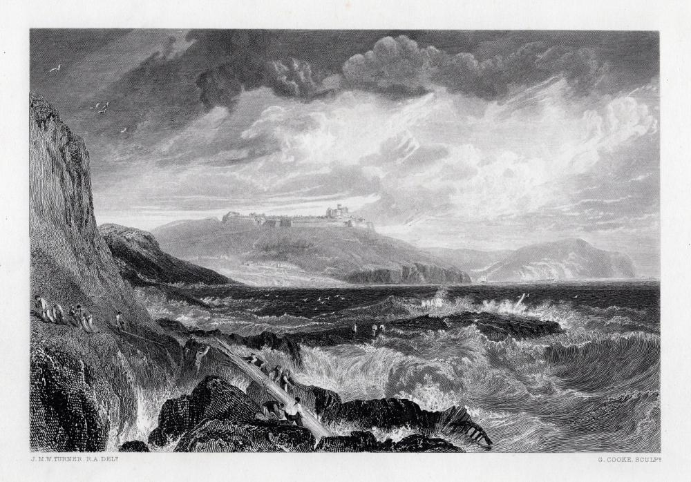 Artwork by Joseph Mallord William Turner, Pendennis Castle, Made of Antique Engraving On Wove Paper