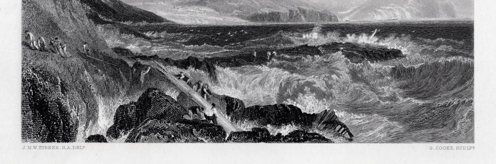 Artwork by Joseph Mallord William Turner, Pendennis Castle, Made of Antique Engraving On Wove Paper