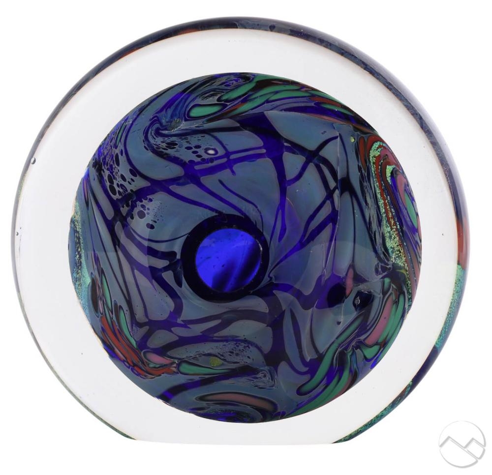 Artwork by Rollin Karg, Studio Art Glass Disc Sculpture, Made of Studio Art Glass