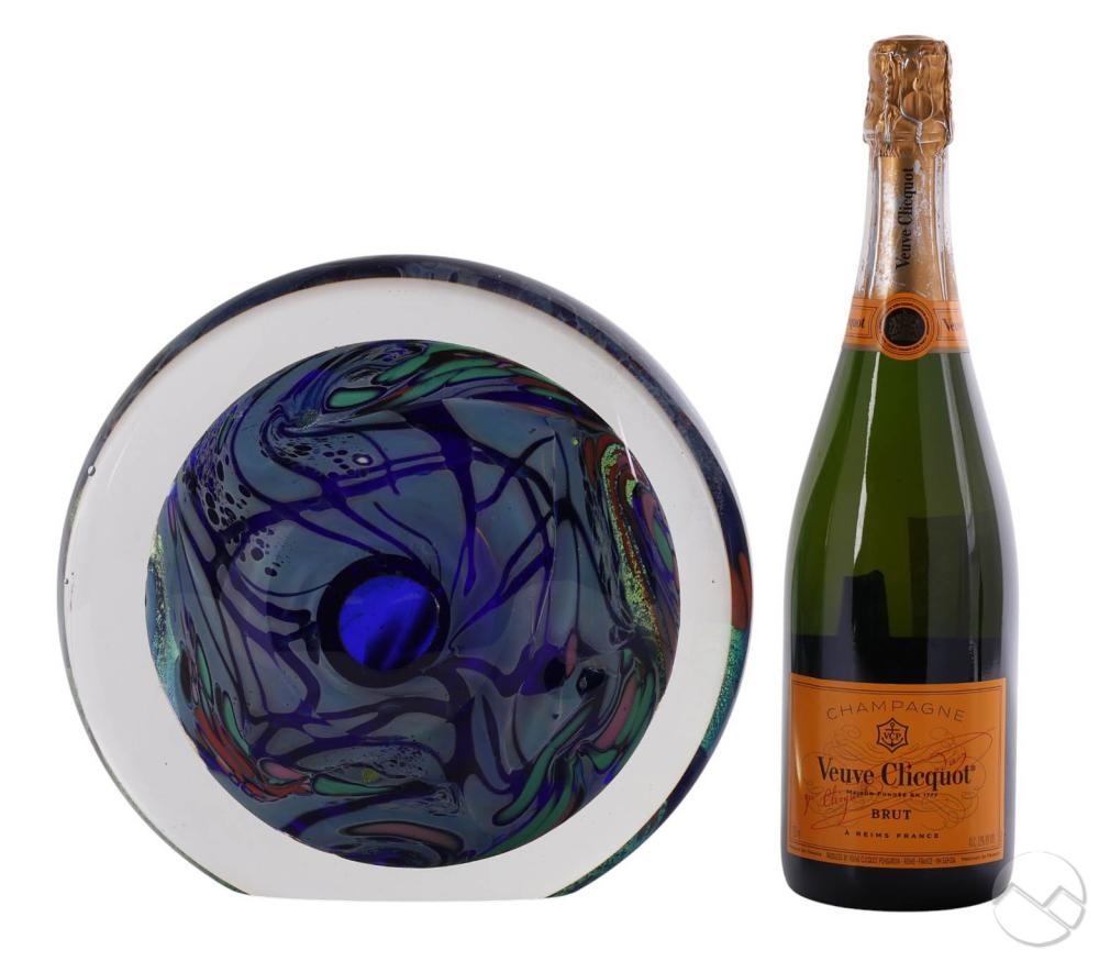 Artwork by Rollin Karg, Studio Art Glass Disc Sculpture, Made of Studio Art Glass