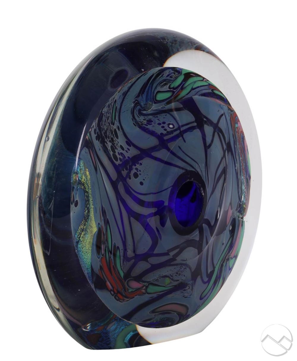 Artwork by Rollin Karg, Studio Art Glass Disc Sculpture, Made of Studio Art Glass