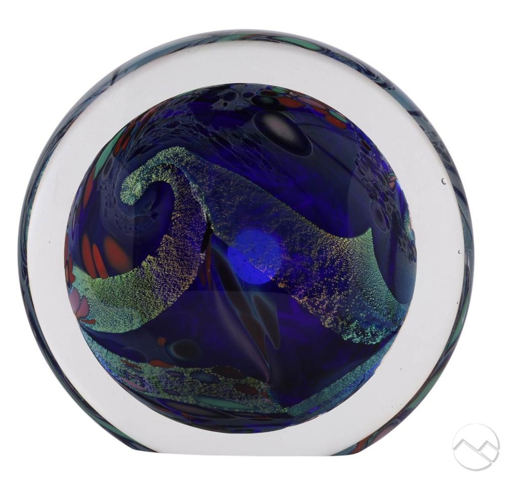 Artwork by Rollin Karg, Studio Art Glass Disc Sculpture, Made of Studio Art Glass